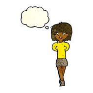 cartoon happy woman with thought bubble N104