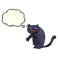 cartoon black cat with thought bubble N14