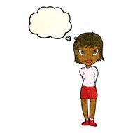 cartoon pretty girl with thought bubble N39