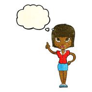 cartoon pretty girl with idea thought bubble N12