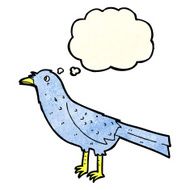 cartoon crow with thought bubble N4