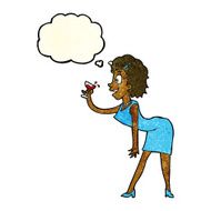 cartoon woman with drink thought bubble N3