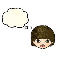 cartoon female face with thought bubble N59