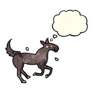 cartoon horse sweating with thought bubble N4