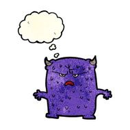 cartoon little alien with thought bubble N4