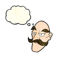cartoon old man face with thought bubble N4