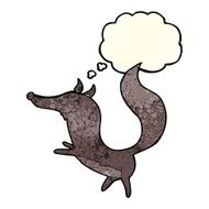 cartoon happy wolf with thought bubble N8