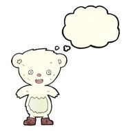 cartoon polar bear cub with thought bubble N28