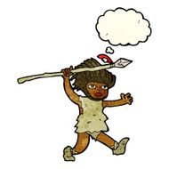 cartoon caveman with thought bubble N4