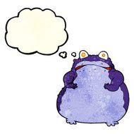 cartoon fat frog with thought bubble N4