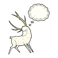 cartoon white stag with thought bubble N2