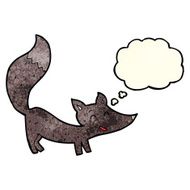 cartoon little wolf cub with thought bubble N4