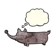 cartoon funny little dog with thought bubble N7