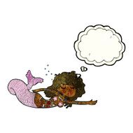 cartoon mermaid with tattoos thought bubble N4