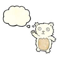cartoon waving polar bear cub with thought bubble N19