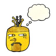 cartoon gold robot head with thought bubble N4