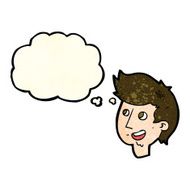 cartoon happy boy face with thought bubble N18