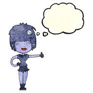 cartoon vampire girl giving thumbs up sign with thought bubble N8