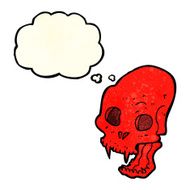 cartoon spooky vampire skull with thought bubble N4