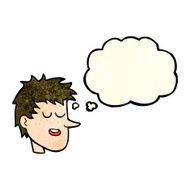 cartoon happy boy face with thought bubble N19