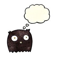 cartoon owl with thought bubble N25