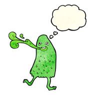 cartoon funny slime monster with thought bubble N5