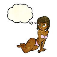cartoon sexy woman in underwear with thought bubble N8