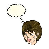 cartoon woman with plaster on face thought bubble N8