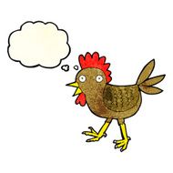 funny cartoon chicken with thought bubble N4