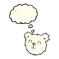 cartoon happy polar bear face with thought bubble N2