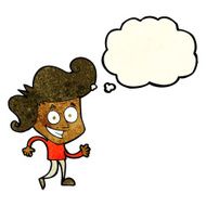 cartoon grinning man with thought bubble N34