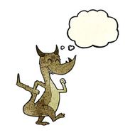cartoon happy dragon with thought bubble N4