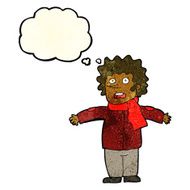 cartoon surprised man with thought bubble N51