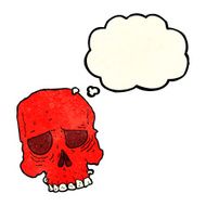 cartoon spooky skull with thought bubble N58