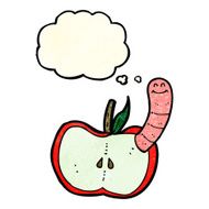 cartoon apple with worm thought bubble N17