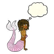 cartoon mermaid with thought bubble N25