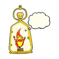 cartoon spooky lantern with thought bubble N4