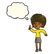 cartoon woman with idea thought bubble N98