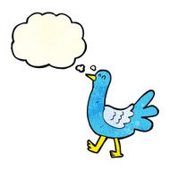 cartoon walking bird with thought bubble N8