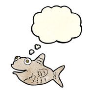 cartoon happy fish with thought bubble N10