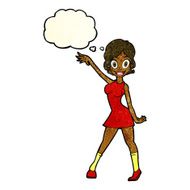 cartoon party girl with thought bubble N4