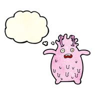 cartoon funny slime monster with thought bubble N6