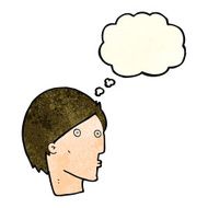 cartoon surprised face with thought bubble N8