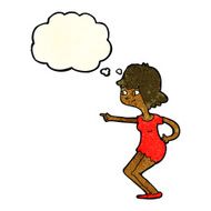 cartoon girl pointing with thought bubble N11