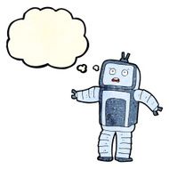 cartoon funny robot with thought bubble N28