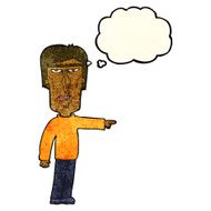 cartoon pointing man with thought bubble N34