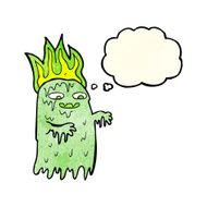 cartoon spooky ghost with thought bubble N18