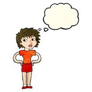 cartoon woman with hands on hips thought bubble N88