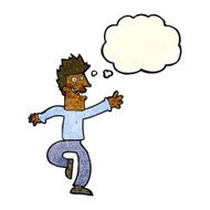 cartoon happy man with thought bubble N179
