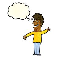 cartoon happy man with thought bubble N180